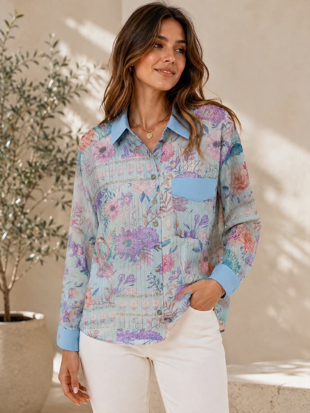 Strawberry Paris Laurent Floral Button-Up Shirt